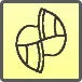 Piktogram - Rodzaj ostrzy freza: 2-ostrz z czołem kulistym z otrz.centralnymi